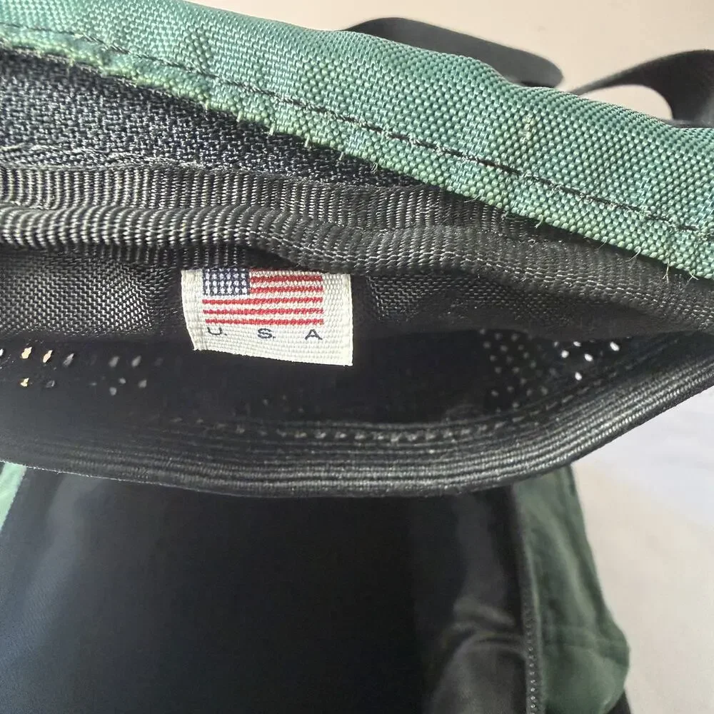 Vintage L.L. Bean Camera Bag Green Nylon Bag Elastic and Hook & Loop Straps